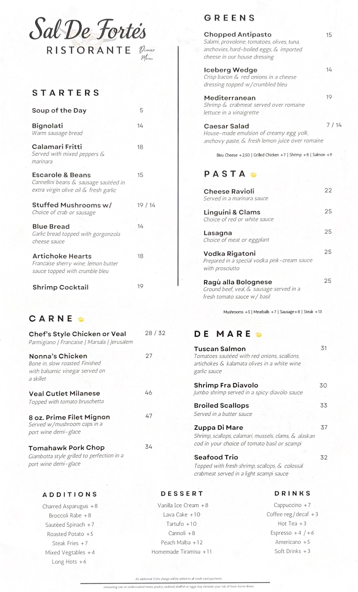 Dinner Menu preview